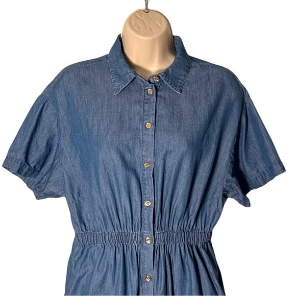 MICHAEL Michael Kors Women's Button Front Shirtdress Light Cadet Wash Size M - Picture 11 of 12